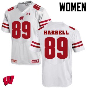 Women's Wisconsin Badgers NCAA #89 Deron Harrell White Authentic Under Armour Stitched College Football Jersey EE31F26EG